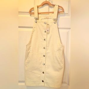 Corduroy overall button up dress, adjustable straps, juniors size small, NWT